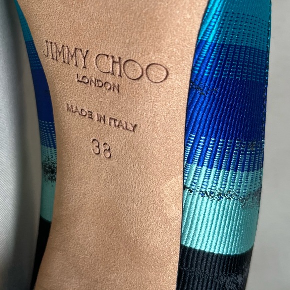 Jimmy Choo Striped Blue Heels